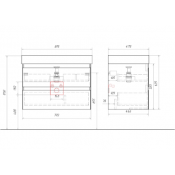 Комплект подвесной тумбы Aqwella Geometria 81x48 см на 2 ящика, бежевый с умывальником Вилис 81, GE01082MD+4610119205126
