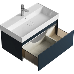 Комплект подвесной тумбы Aqwella Geometria 81x48 см, темно серый с умывальником Вилис 81, GE01081GRM+4610119205126