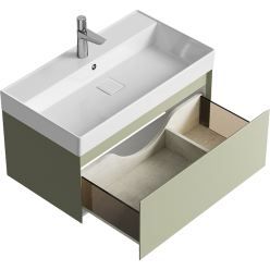 Комплект подвесной тумбы Aqwella Geometria 81x48 см, зеленый с умывальником Вилис 81, GE01081SH+4610119205126