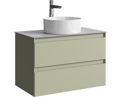 Комплект подвесной тумбы Aqwella Geometria 81x48 см на 2 ящика, зеленый со столешницей из керамогранита, мрамор серый, GE01082SH+STG814X476GS