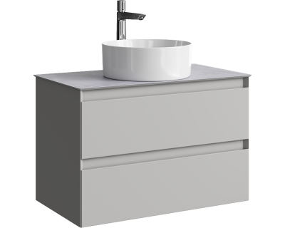 Комплект подвесной тумбы Aqwella Geometria 81x48 см на 2 ящика, светло серый со столешницей из керамогранита, мрамор серый, GE01082ST+STG814X476GS