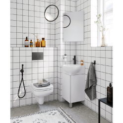Комплект напольной тумбы Aqwella Porto 35.5x66x35.5 см, белый с умывальником Дельта, POR0104WW+4640021061435