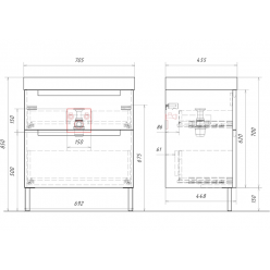 Комплект напольной тумбы Aqwella Vancouver 70x46 см, белый с умывальником Грэмми 70, VAN01072N+4610119205249