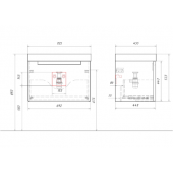 Комплект подвесной тумбы Aqwella Vancouver 70x46 см, белый с умывальником Грэмми 70, VAN01071+4610119205249