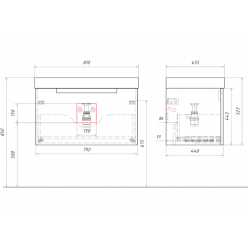 Комплект подвесной тумбы Aqwella Vancouver 81x46 см, белый с умывальником Грэмми 81, VAN01081+4610119205225