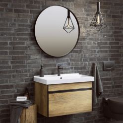 Комплект подвесной тумбы Aqwella Urban 82x46 см, белый с умывальником Фостер 82, URB0108W+4640021064733
