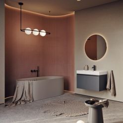 Комплект подвесной тумбы Aqwella Pure 81x47 см, темно серый с умывальником Вилис 81, PUR0108GRM+4610119205126