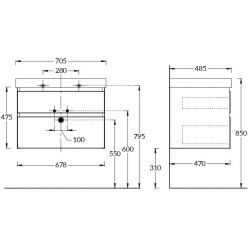 Тумба Kerama Marazzi CUBO подвесная с ящиками 70 см, белая матовая CUB.70.2\WHT.M	 Тумба Kerama Marazzi CUBO подвесная с ящиками 70 см, белая матовая CUB.70.2\WHT.M