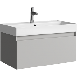 Комплект подвесной тумбы Aqwella Pure 81x47 см, серый с умывальником Вилис 81, PUR0108ST+4610119205126