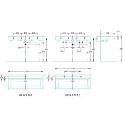 Раковина Kerama Marazzi GRANDE 120x48 см с крепежом арт. GR.wb.120.2 Раковина Kerama Marazzi GRANDE 120x48 см с крепежом арт. GR.wb.120.2