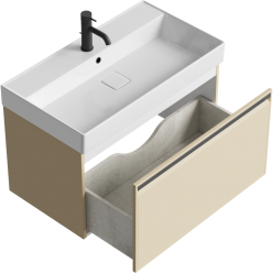 Комплект подвесной тумбы Aqwella Pure 81x47 см, белый с умывальником Вилис 81, PUR0108WM+4610119205126