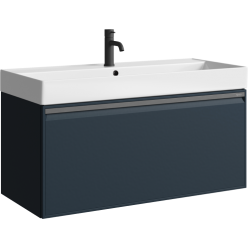 Комплект подвесной тумбы Aqwella Pure 81x47 см, темно серый с умывальником Вилис 81, PUR0108GRM+4610119205126