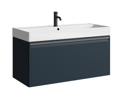 Комплект подвесной тумбы Aqwella Pure 81x47 см, темно серый с умывальником Вилис 81, PUR0108GRM+4610119205126