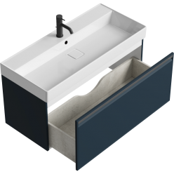 Комплект подвесной тумбы Aqwella Pure 81x47 см, темно серый с умывальником Вилис 81, PUR0108GRM+4610119205126