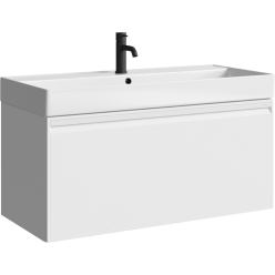 Комплект подвесной тумбы Aqwella Pure 81x47 см, белый с умывальником Вилис 81, PUR0108WM+4610119205126