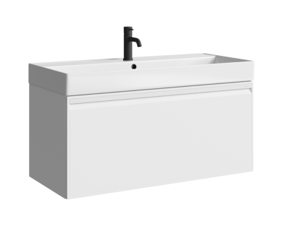 Комплект подвесной тумбы Aqwella Pure 81x47 см, белый с умывальником Вилис 81, PUR0108WM+4610119205126