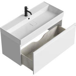 Комплект подвесной тумбы Aqwella Pure 81x47 см, белый с умывальником Вилис 81, PUR0108WM+4610119205126