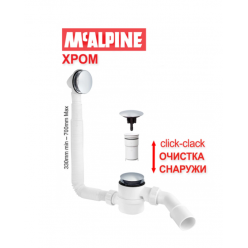 Сифон для ванны McAlpine MRB11, клик-клак, цвет хром глянец