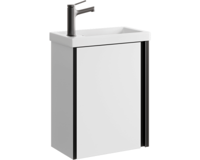 Комплект подвесной тумбы Aqwella Urban 45x25 см, белый с умывальником Фостер 45, URB0145W+4640021065907