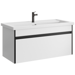 Комплект подвесной тумбы Aqwella Urban 101x46 см, белый с умывальником Фостер 101, URB0110W+4640021065204