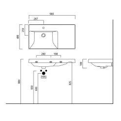 Раковина Kerama Marazzi CUBO 90x48 см с крепежом арт. CU.wb.90rh