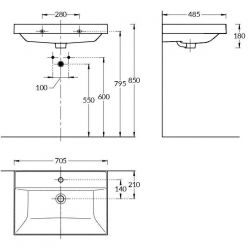 Раковина Kerama Marazzi CUBO 70x48 см с крепежом арт. CU.wb.70