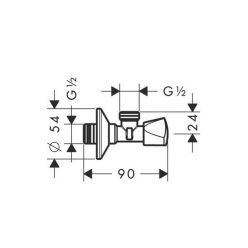 Угловой запорный вентиль Hansgrohe E 1/2" x 1/2", 13903000