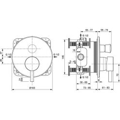 Система скрытого монтажа Ideal Standard Cerafine Black (6 in 1) SetA6939XG-4, верхний душ 200 мм