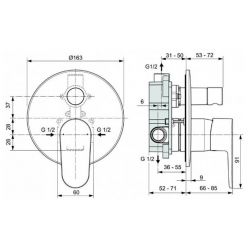 Система скрытого монтажа Ideal Standard Cerafine O Black (6 in 1) SetA7193XG-2, верхний душ 260 мм на 2 режима