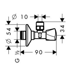 Угловой запорный вентиль Hansgrohe E 1/2" x 3/8", 13902000