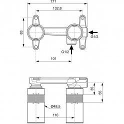 Смеситель для умывальника Ideal Standard Ceraline A6938AA+A1313NU встраиваемый с внутренней частью в комплекте