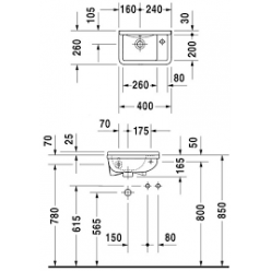 Умывальник для рук Duravit Starck 3, 40x26 см 751400000