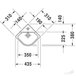 Умывальник угловой Duravit ME by Starck, 43.5x38 (стороны 31x31) 722430000