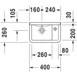 Умывальник для рук Duravit Starck 3, 40x26 см 751400000