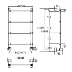 Полотенцесушитель водяной Margaroli Sole 442/TQ 510x706 черный матовый, 442TQN