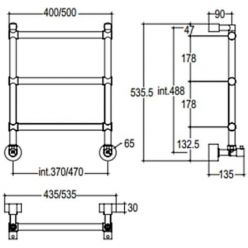 Полотенцесушитель водяной Margaroli Sole 442/3/F 400x535.5 хром, 4423F400