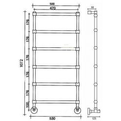 Полотенцесушитель водяной Margaroli Sole 442/6/F 500x1069.5 черный матовый, 4426FN