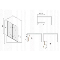 Стеклянная шторка на ванну Mexen FELIX CHROME 80x140, 890-080-002-01-00