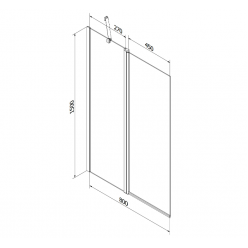 Стеклянная шторка на ванну Mexen FLIP CHROME MATT 80x150, 894-080-101-01-30 матовое стекло