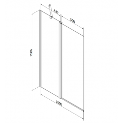 Стеклянная шторка на ванну Mexen FLIP CHROME MATT 100x150, 894-100-101-01-30 матовое стекло