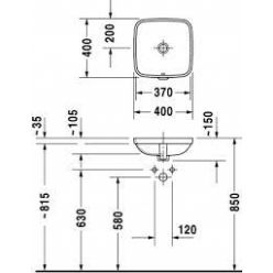 Умывальник Duravit DuraStyle 373370000, встраиваемый снизу, 37x37 без перелива