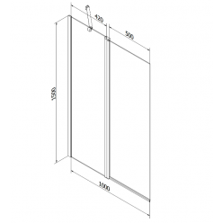 Стеклянная шторка на ванну Mexen FLIP BLACK 100x150, 894-100-101-70-00