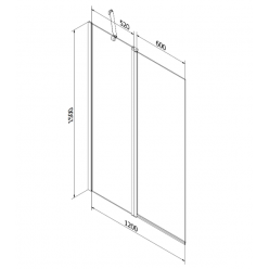 Стеклянная шторка на ванну Mexen FLIP BLACK 120x150, 894-120-101-70-00