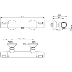 Смеситель с гигиеническим душем Ideal Standard Ceratherm T25 A7201AA + B0595AA встраиваемый термостат