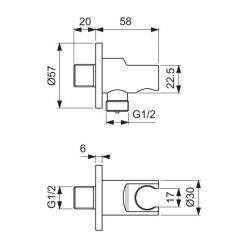 Система скрытого монтажа Ideal Standard Ceraline хром (6 in 1) SetA6939AA-5, верхний душ 300x300 мм