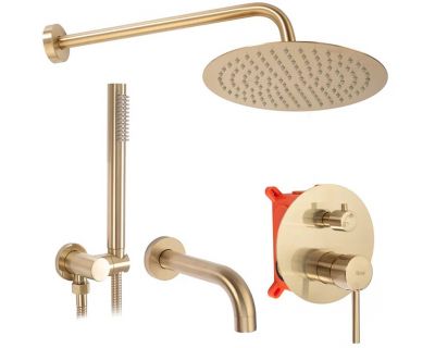 Душевая система Rea Lungo + BOX REA-P6609 матовое золото
