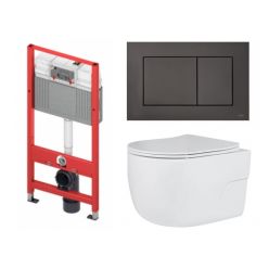 Комплект: инсталляции для унитаза TECEbase kit c кнопкой 9400407 и унитазом Roxen Porto 530155-01 Rimless Soft Close