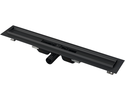 Водоотводящий желоб Alcaplast APZ101BLACK-550 низкий с порогами для перфорированной решетки, черный-мат