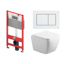 Комплект: инсталляции для унитаза TECEbase kit c кнопкой 9400413 и унитазом Roxen Cube 530135-01 Rimless Soft Close