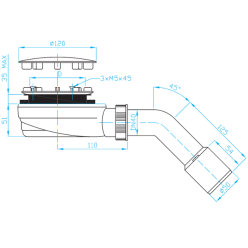 Сифон 90мм PlastBrno EWXN942 низкий, для поддона, нержавеющая сталь, хром